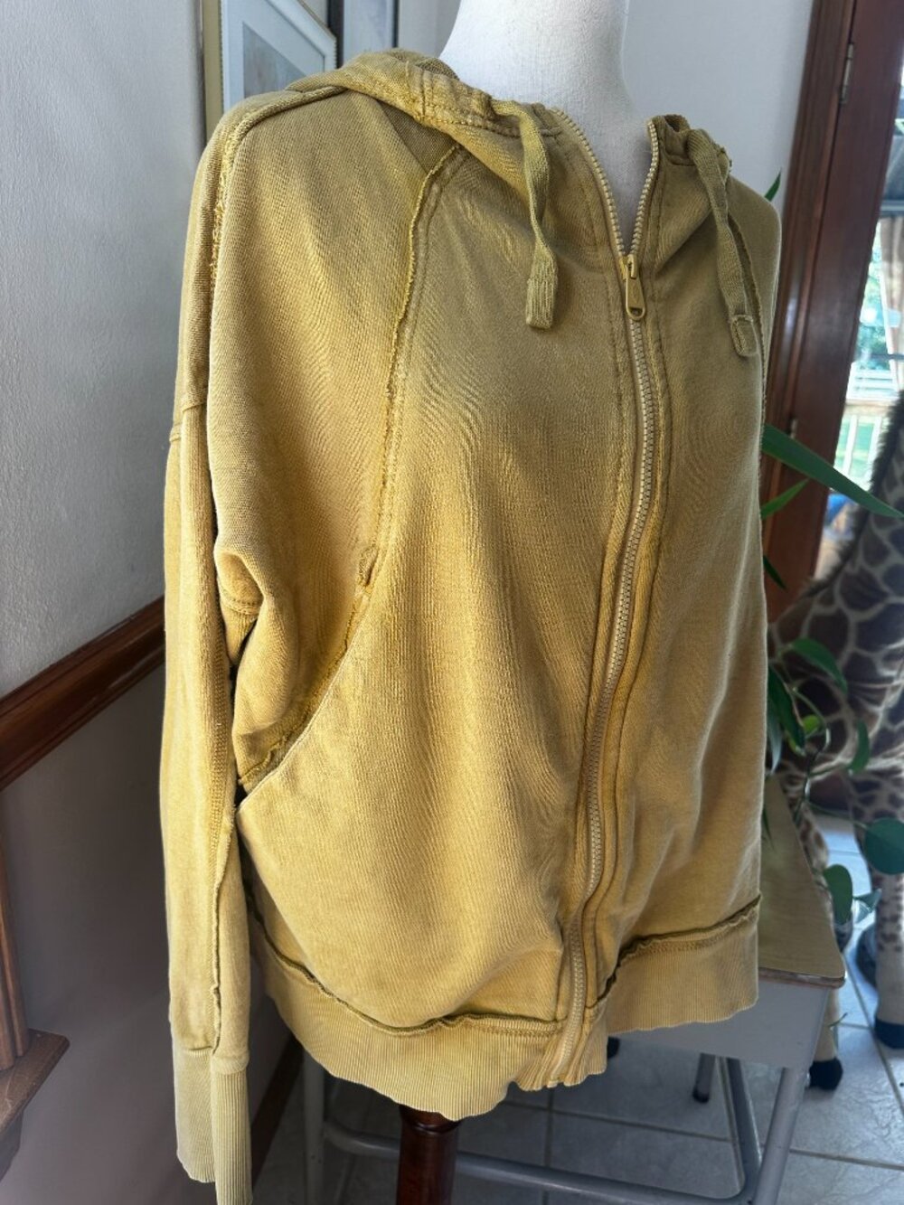 FP Movement by Free People, Full Zip Terry Hoodie, Gold/Dark Yellow, Large